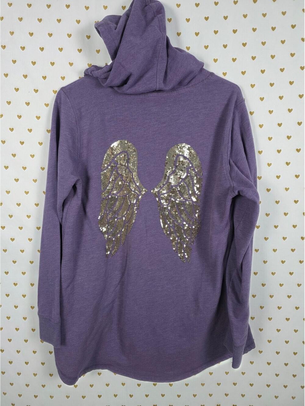 Victorias Secret Angels Bling wings pullover Hoodie Shirt Gold Sequined Large